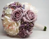 Lavender Rose Hydrangea and Peony Shabby Chic Wedding Bouquet