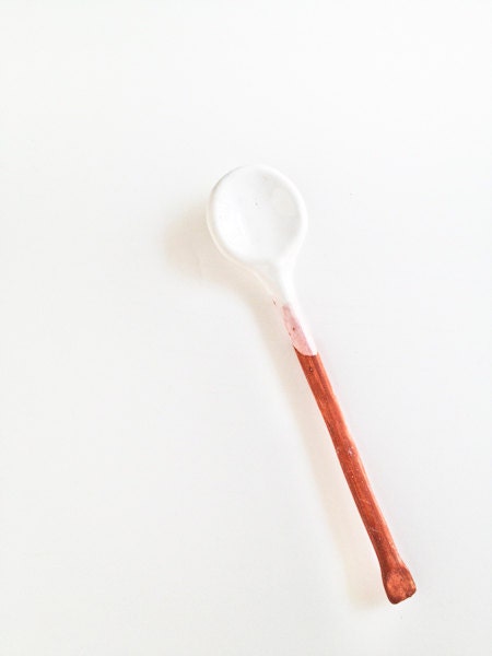 Ceramic Spoon Home Decor Handmade Collector in White Glaze
