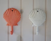 Beach Decor Cast Iron Scallop Seashell Wall Hook  - PICK YOUR COLOR
