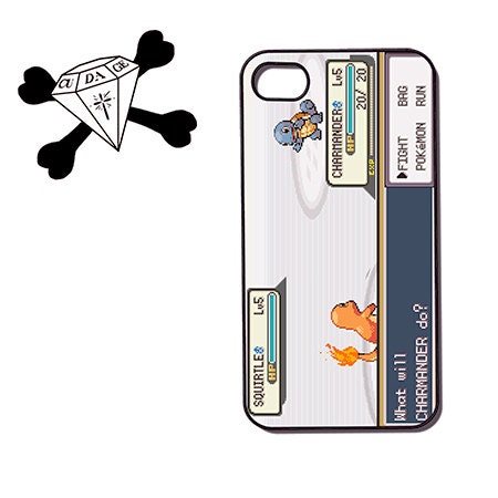 Pokemon inspired phone case for iphone 4 / 4s, iphone 5, ipod touch 4g itouch - Squirtle vs Charmander