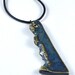 Blue Green Organic Handmade Jewelry Ceramic Pendant on Round Leather Thong Necklace in Handmade Jewelry Pouch