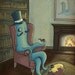 SALE / Mr Proper Illustration Print / Relaxing in the Library by Katie Adams