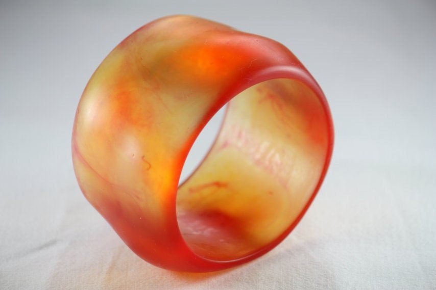 Wonky Cuff Style Resin Bangle in Orange