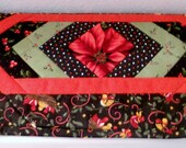 Braided Christmas Quilted Table Runner Topper Candle Mat Birds, Holly