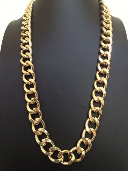 Brand New, Doll House, Long Chunky Link Chain Necklace, Light Gold