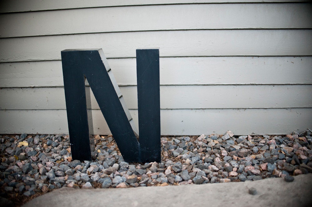 LARGE Vintage Sign Letter Capital N