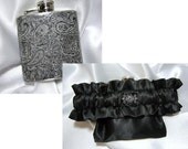Flask Garter and Decorated Hip Flask Deal - YOU CHOOSE Any One Flask Garter & Any One 3 oz Decorated Flask From My shop - Great Gift Idea