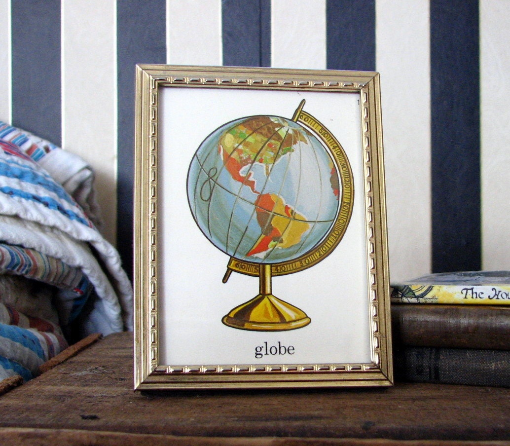 vintage flash card illustration in vintage metal frame