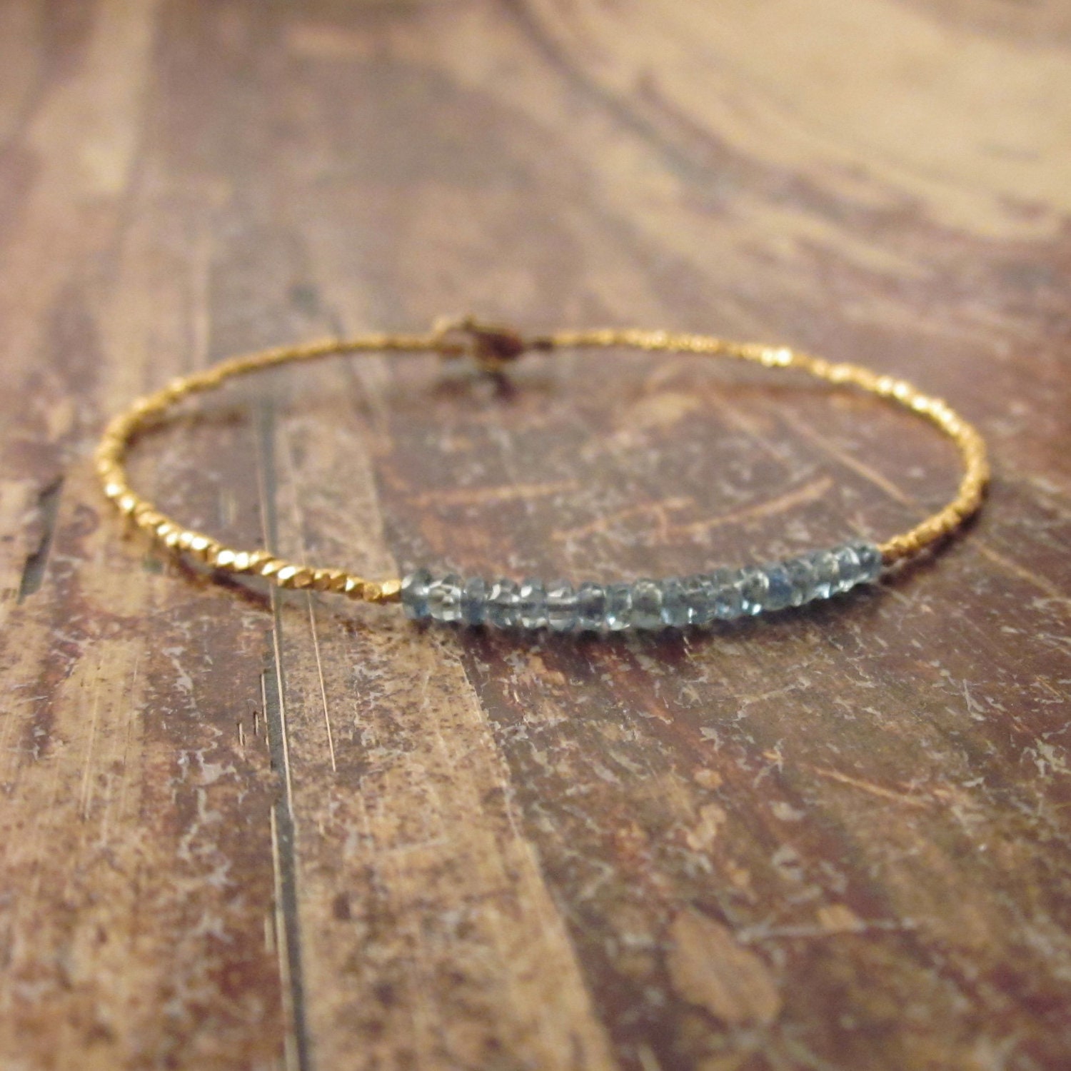 Something Blue- Light Blue Sapphire Bracelet with 24K Gold Vermeil Beads, Bridal Jewelr Wedding Jewelry, Brides, Weddings