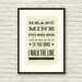 JOHNNY CASH Inspired, Walk The Line Lyric Poster - 11 x17 Typography Art Print, Modern Poster, Retro Home, Vintage, Country Music