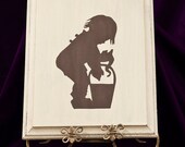 FREE SHIPPING Eco-friendly, Silhouette Wall Picture, Fishing Boy  (picture for boys room, special occasion gift, gift for boys)