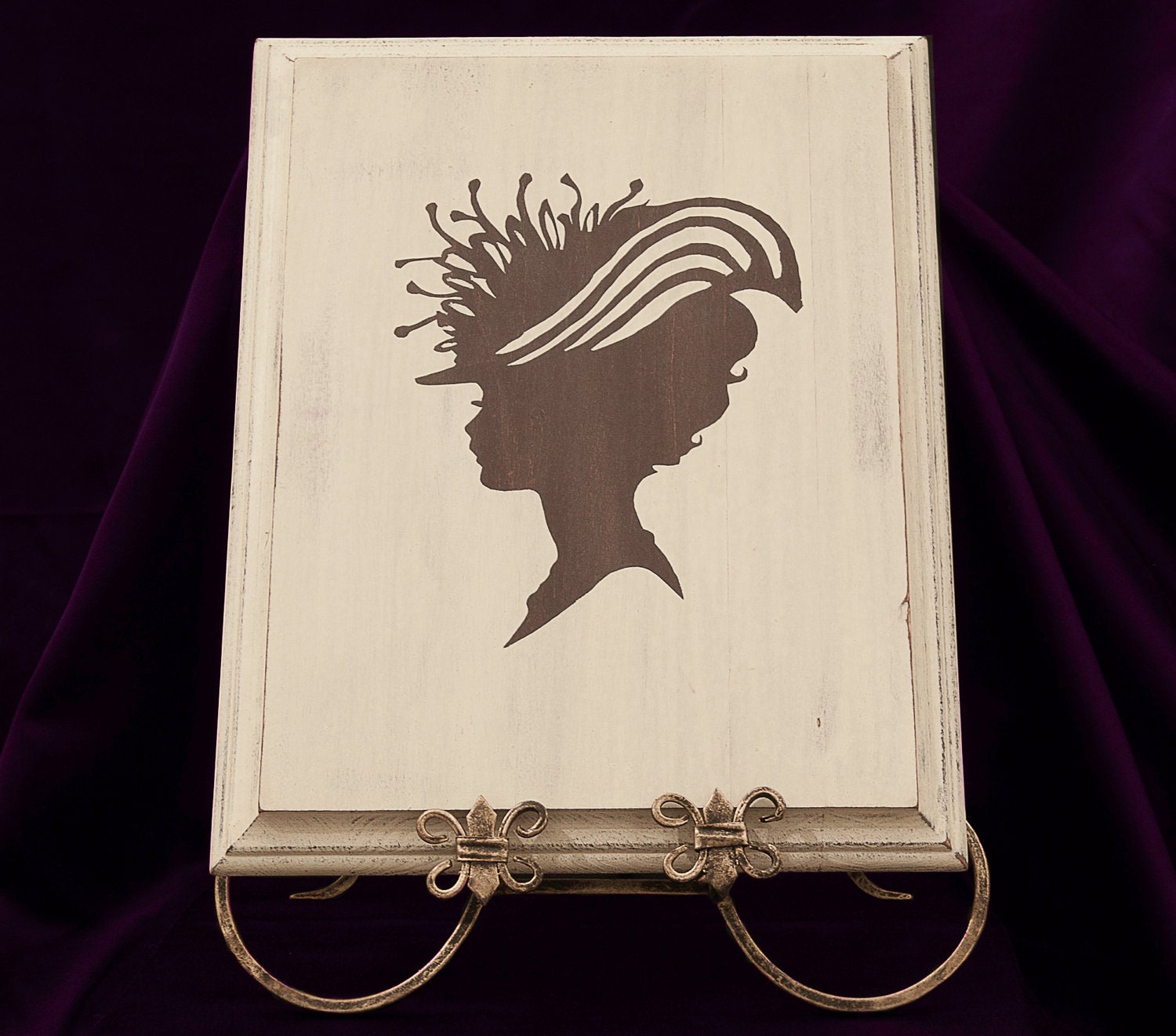 FREE SHIPPING Eco-friendly, Silhouette Picture, Lady in Magnificent Hat  (picture for girls room, special occasion gift, wedding gift)