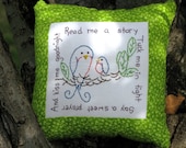 Read Me a Story - Hand Embroidered Tuck Pillow