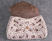 Longchamps France Micro Beaded Feather Pattern Clutch Art Deco