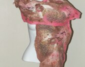 Nuno felted scarf with 3D flowers  collar Merino Wool and Silk  Art to Wear