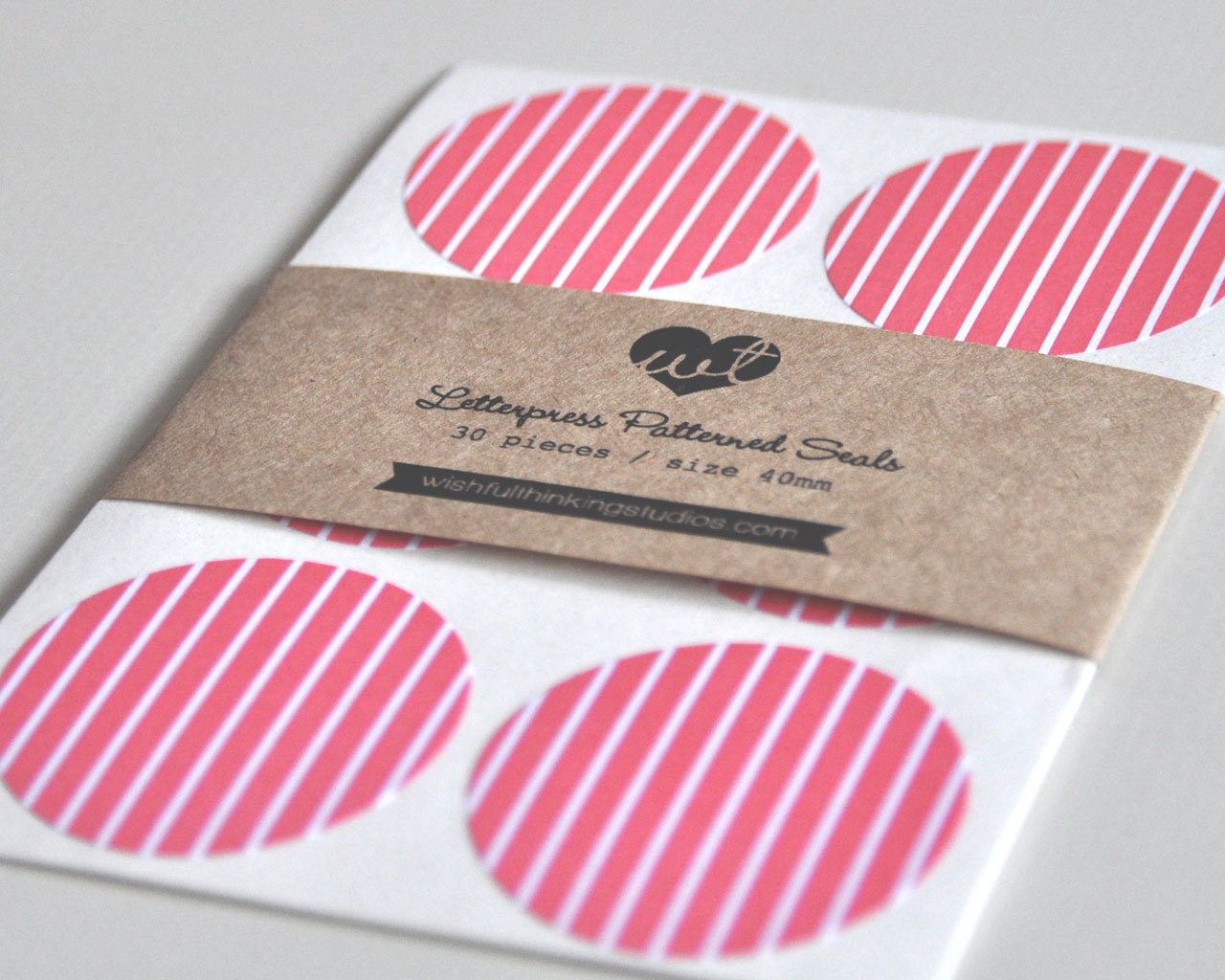 Letterpress Patterned Seals - Honeysuckle Stripes (30pcs)