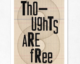 Thoughts are free. Large illustration print 11.70 x 16.50 (A3). (Special spring offer: Get a geometric poster for free)