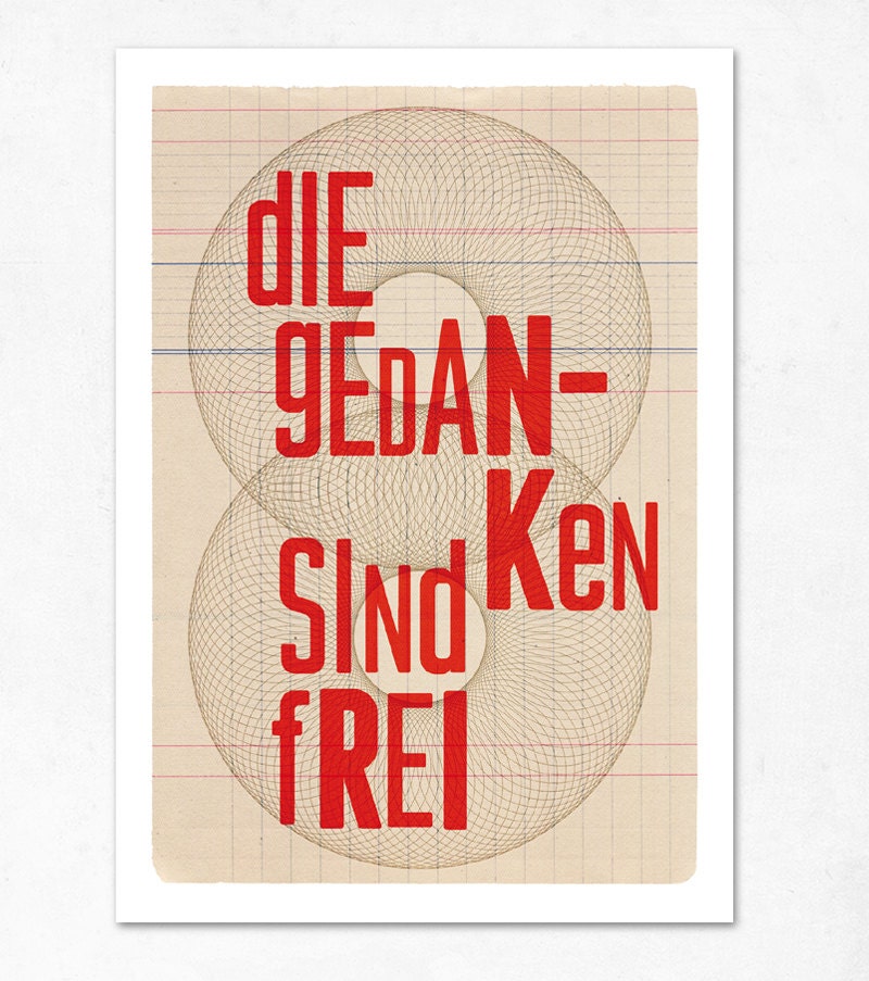 Large illustration print 11.70 x 16.50 (A3). Thoughts are free. (Special spring offer: Get a geometric poster for free)