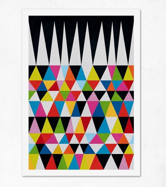 Triangles N.2. (colourful & black). Geometric large print (A3). (Special offer: Get a 2013 calendar for free)