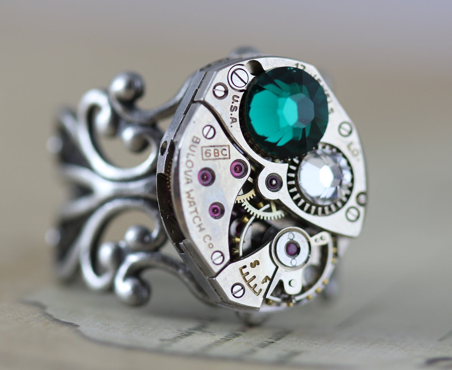 Mothers Ring CUSTOM Birthstone Ring Steampunk Ring Personalized Grandmothers Ring