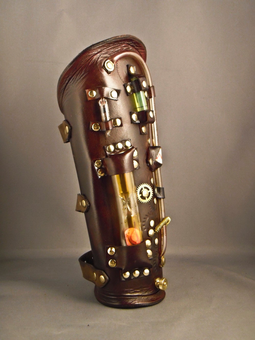 Steampunk leather bracer - Chronos -