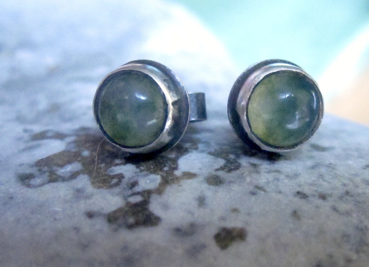 Mini moss agate studs