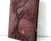 KINDLE Fire HD Natural Handmade Leather Cover Case / Tree of Life / Journal