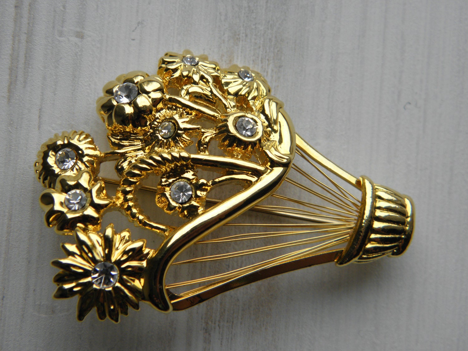 Monet Flower Basket Brooch