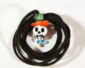 Skull Necklace Pendant Necklace Lamp Work Bead  Day of the Dead