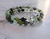 Luck, Success and Prosperity, Natural Green Stone and Crystal Heart Chakra Healing and Balancing Bracelet