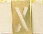Brass Stencil Metal Old Industrial Display Decor Cottage Chic X Alphabet