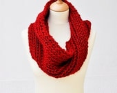 Knit Cowl Chunky Crimson Red Cherry