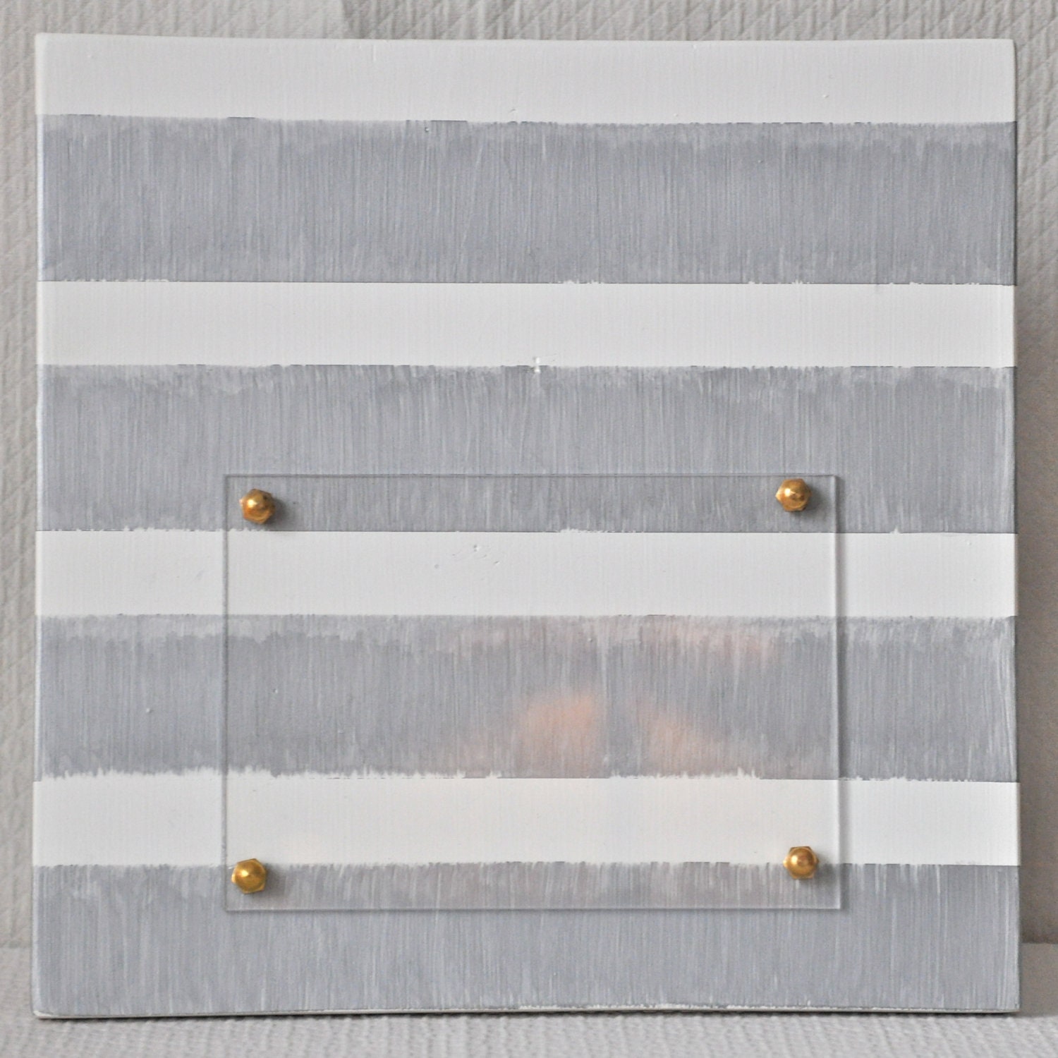 Silver & White Stripe Reclaimed Wood Plank Picture Frame - with Acrylic Front