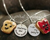 Sterling Silver Peanut Butter & Jelly Best Friends Necklaces SET OF TWO You're the peanut butter...to my jelly
