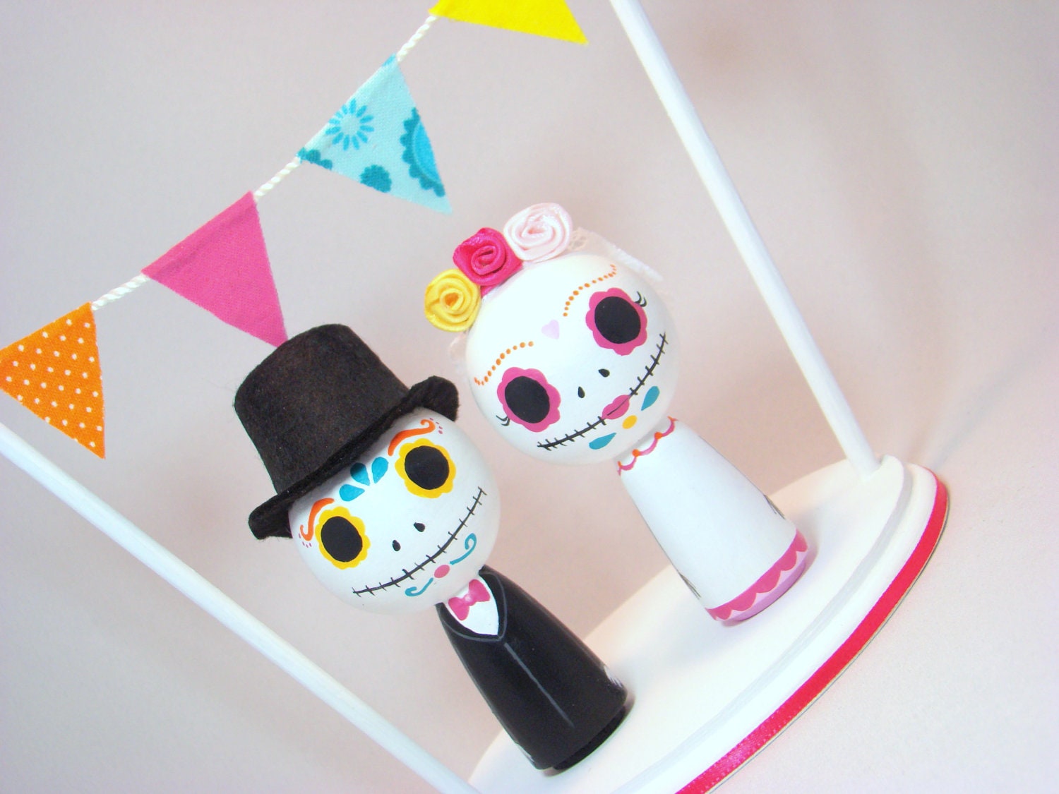 Day of the Dead Kokeshi Doll Wedding Cake Topper