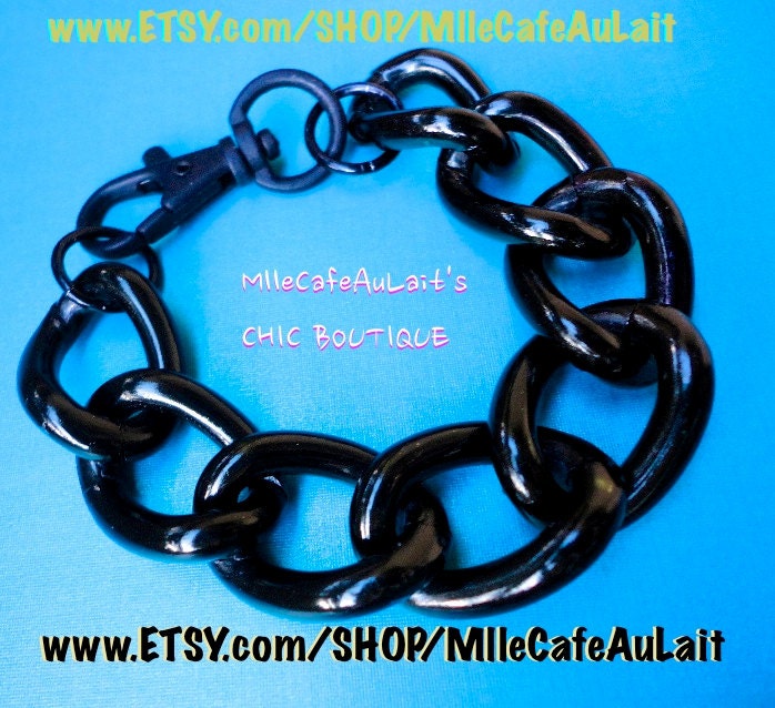 Chunky Chain Link Statement Bracelet- CHAIN REACTION Large Link Bracelet (Black)