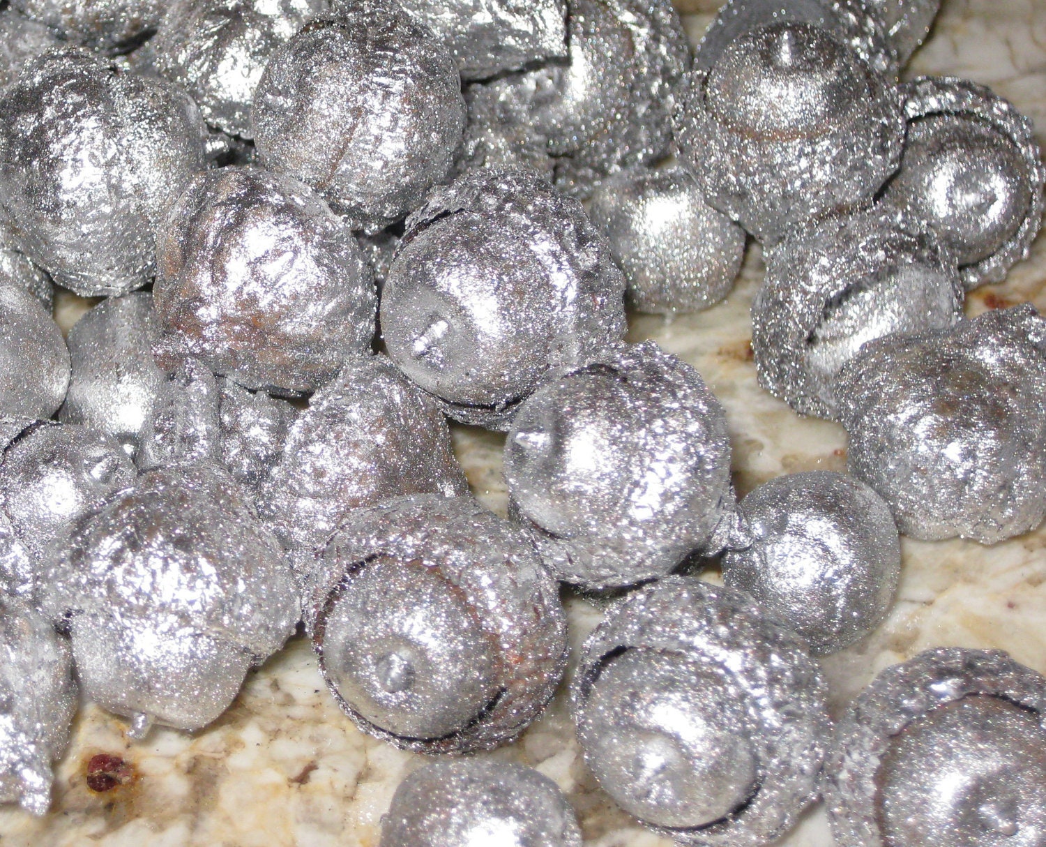 25 Silver Acorns for Weddings, Holiday Decor, or Crafts