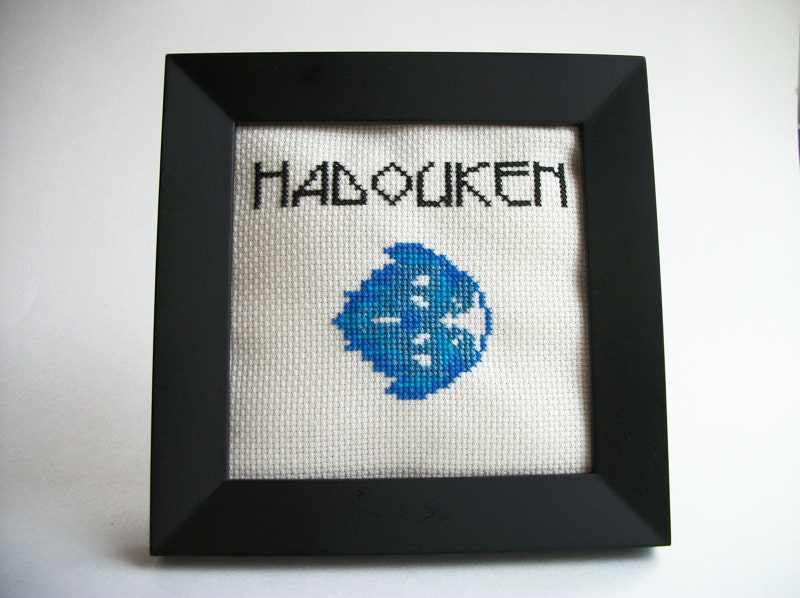 Street Fighter Hadouken cross stitch