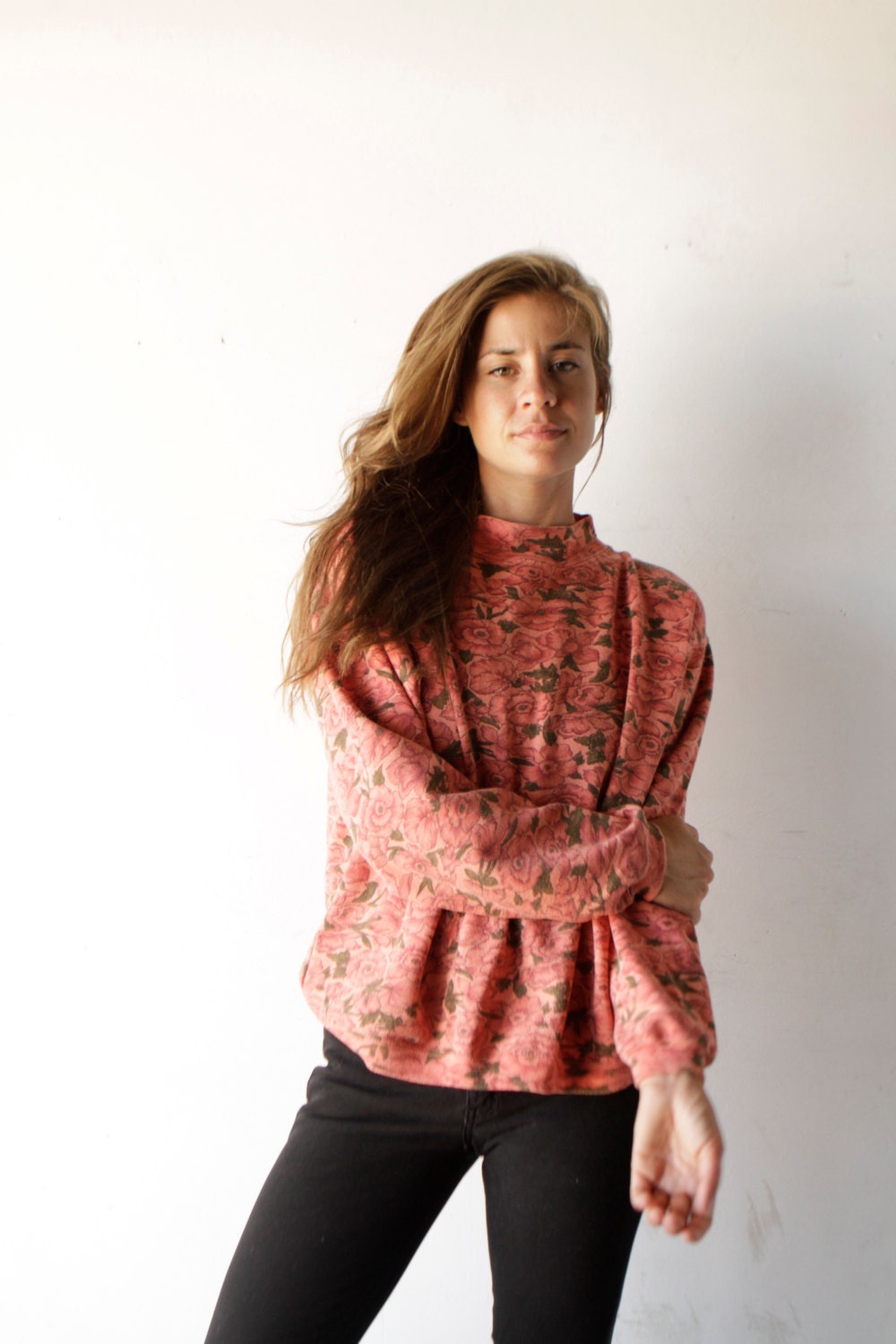 90s TWIN PEAKS floral GRUNGE sweatshirt long sleeve sweater top