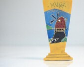 Tiny Vintage Triangular Vase with Windmill, Made in Japan, FREE SHIPPING