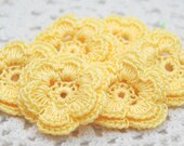 Yellow Crocheted 6 Petals Flower Embellishments