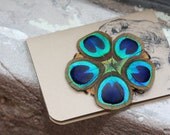 Peacock and Reeves Pheasant Feather Flower Hairclip or Bagclip