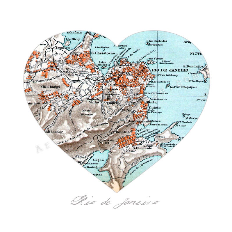 Rio de Janeiro Brazil Map Art Print - Aged City Map for Wall Decor - No.P219