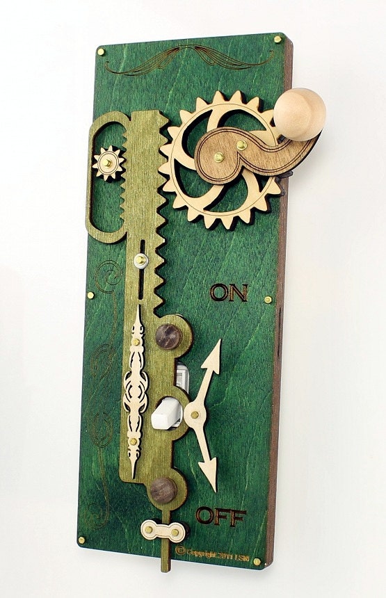 Green Single Rack and Pinion Light Switch Plate