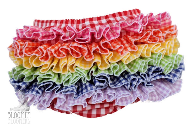 Rainbow Gingham Mini Ruffle Diaper Cover Baby Bloomer