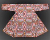 Uzbek-Bukhara national traditional clothes silk cotton ikat adras chapan robe ethnic dress