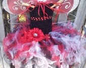 Children's Red Black and White Fairy Butterfly Tutu Dress Wings Crown Package