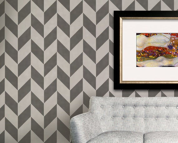 Wall Stencil Large Herringbone Stencil for a Modern Wallpaper Look