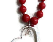Retro Vintage Red Heart of Valentine Love Anniversary Romance Rhinestone Necklace