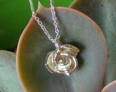 Silver Succulent  Rosette Bud Pendant